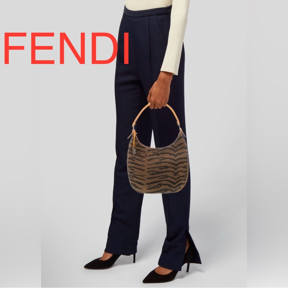 Authentic Fendi Zebra Print Canvas Shoulder Bag, Very classy bag. Preloved.